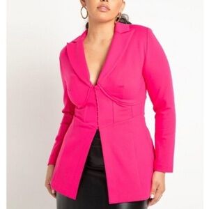 Eloquii pink corset blazer